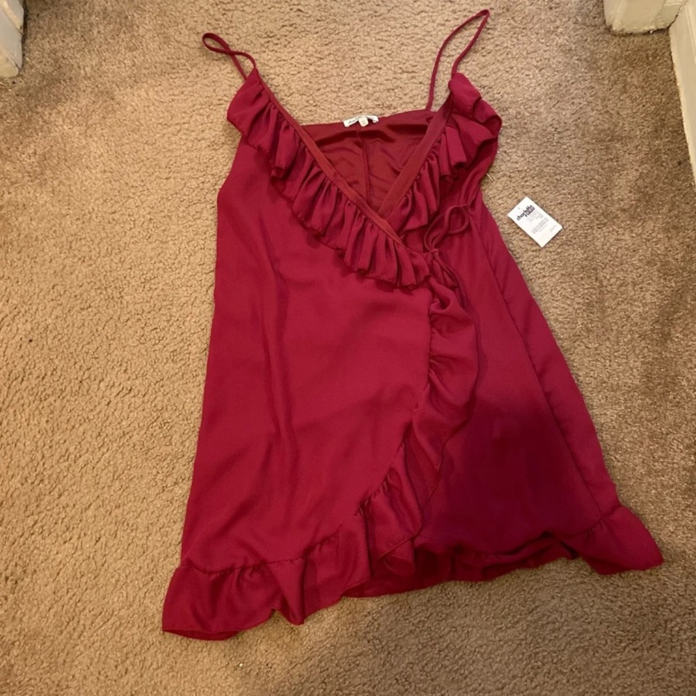 🆕Fuchsia ruffle wrap dress NWT xs